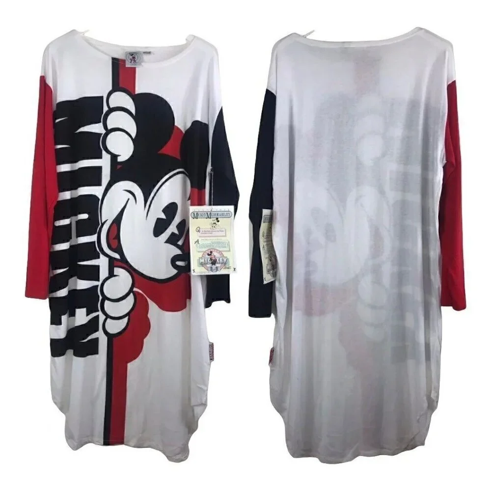 Vintage Mickey Mouse Pajamas Walt Disney J.G Hook Nightgown 1987 one Size Logo